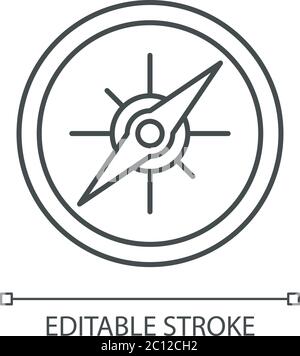 Compass pixel perfect linear icon Stock Vector