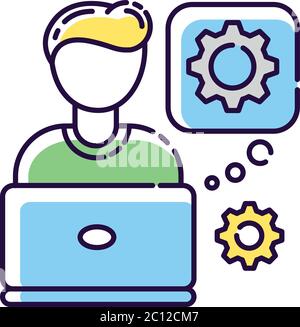 Computer engineer RGB color icon Stock Vector