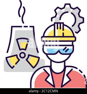 Nuclear engineer RGB color icon Stock Vector