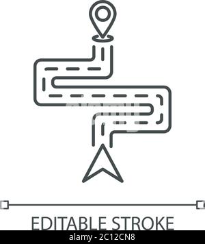 Route pixel perfect linear icon Stock Vector