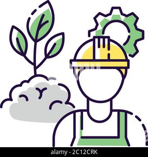 Environmental engineer RGB color icon Stock Vector
