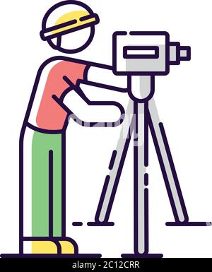 Land surveyor RGB color icon Stock Vector
