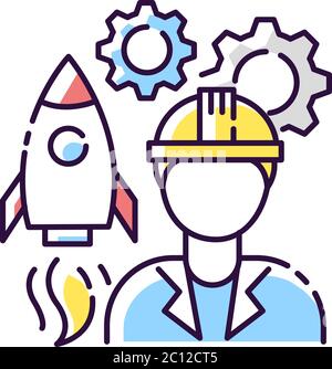 Aerospace engineer RGB color icon Stock Vector