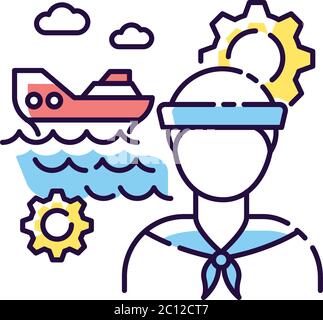 Marine engineer RGB color icon Stock Vector