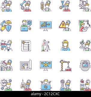 Civil engineering RGB color icons set Stock Vector