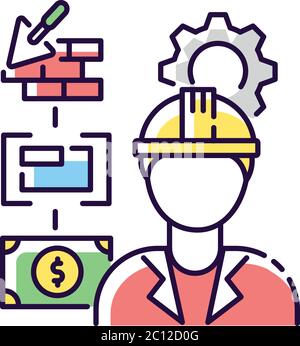 Manufacturing engineer RGB color icon Stock Vector