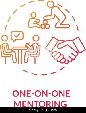 On on one mentoring concept icon Stock Vector