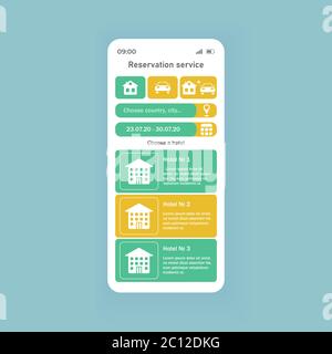 Reservation service smartphone interface vector template Stock Vector