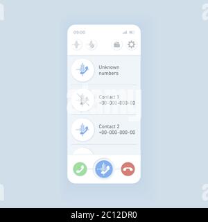 Call menu smartphone interface vector template Stock Vector