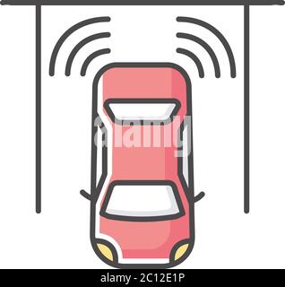 Parking sensors RGB color icon Stock Vector