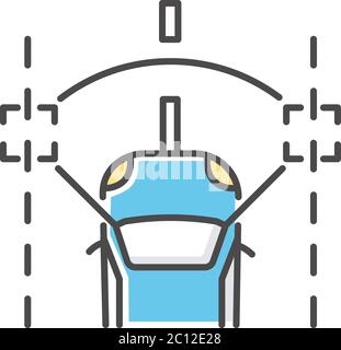 Lane keeping assist RGB color icon Stock Vector