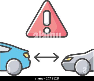 Safe distance between cars RGB color icon Stock Vector