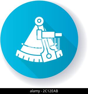 Sextant blue flat design long shadow glyph icon Stock Vector