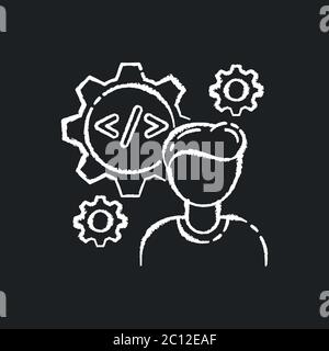 Software engineer chalk white icon on black background Stock Vector