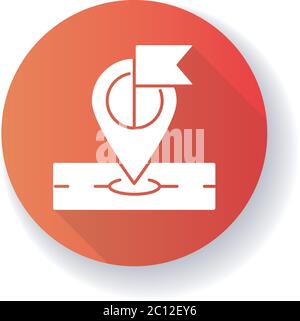 Destination marker red flat design long shadow glyph icon Stock Vector