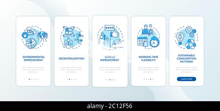 Peer economy benefits onboarding mobile app page screen with concepts Stock Vector