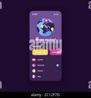 GPS location smartphone interface vector template Stock Vector