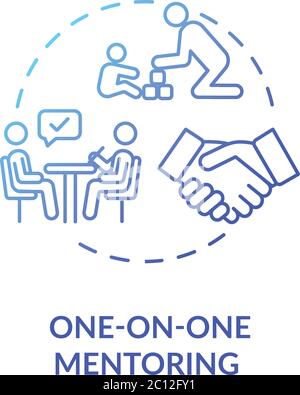 On on one mentoring concept icon Stock Vector