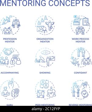 Mentoring concept icons set Stock Vector
