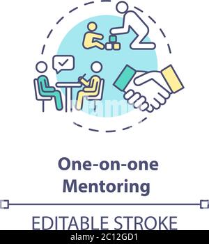 On on one mentoring concept icon Stock Vector