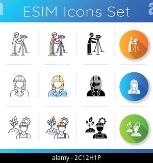 Engineer job icons set Stock Vector