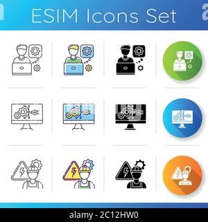 Computer specialist icons set Stock Vector