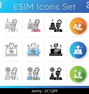 Engineer profession icons set Stock Vector