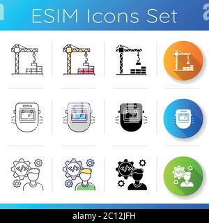 Labor worker icons set Stock Vector