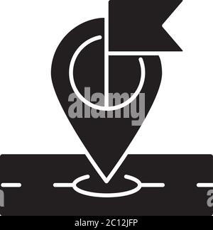 Destination marker black glyph icon Stock Vector