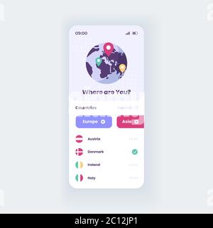 Global navigation smartphone interface vector template Stock Vector