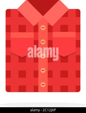 Red folded shirt flat isolated Stock Vector