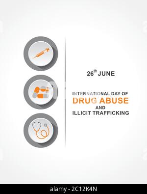 Vector Illustration of International Day against DRUG ABUSE and trafficking observed on 26th JUNE Stock Vector