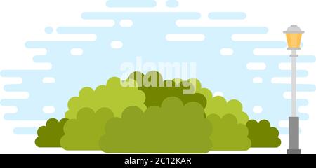 Urban bushes with Lamppost vector icon flat isolated illustration Stock Vector