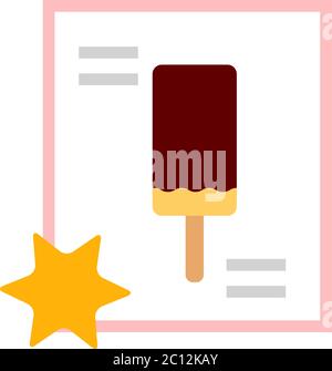 Fruit ice cream in chocolate icing vector icon flat isolated illustration Stock Vector