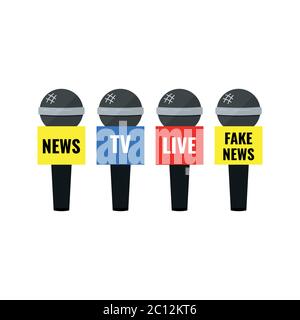 News microphone icon set isolated on white background. Stock Vector