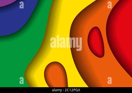 Abstract Rainbow Color 3D Paper Cut Shapes Background Stock Vector