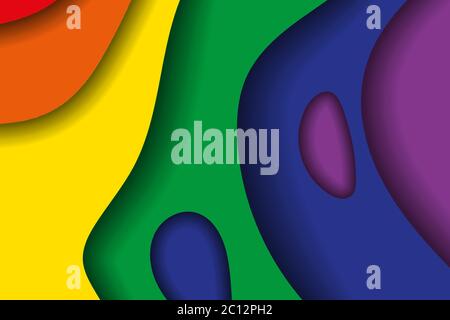 Abstract Rainbow Color 3D Paper Cut Shapes Background
