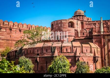 Red Fort massive walls Stock Photo