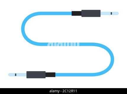 Stylized audio cable with plastic connector housings Musician flat icon vector isolated. Stock Vector
