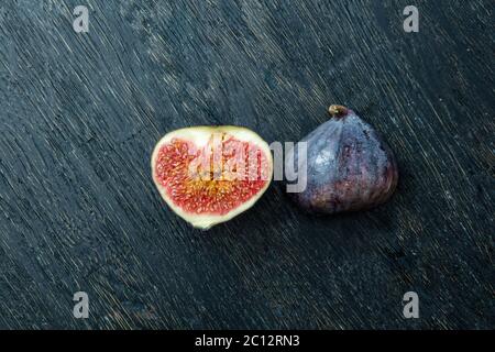 Fresh figs isolated on black Stock Photo