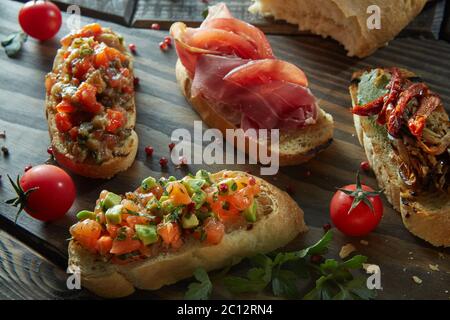 Different Italian appetizer for wine Stock Photo
