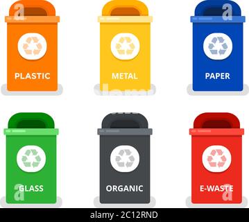 Colored trash cans vector flat isolated Stock Vector