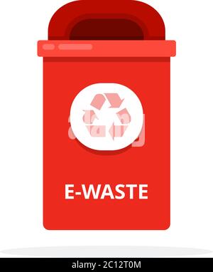 Red waste bin for electronic waste flat isolated Stock Vector