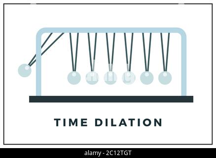 Time dilation concept, pendulum made of balls vector illustration in a flat design Stock Vector