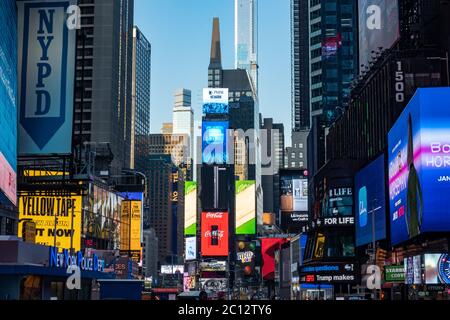 Times Square in New York City is filled with electronic billboards, USA Stock Photo
