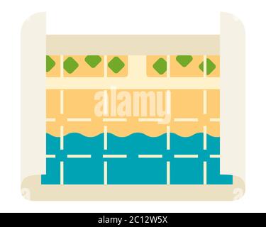 Flat colorful tourist map vector icon. Stock Vector