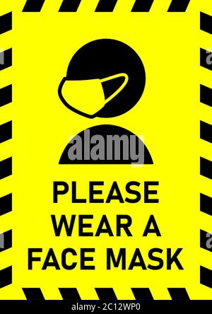 Please Wear a Face Mask Instruction Sign. Vector Image. Stock Vector