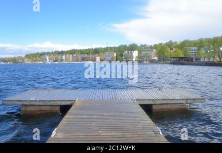 View of Lappeenranta city and Saimaa lake. Stock Photo