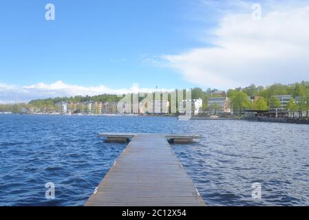 View of Lappeenranta city and Saimaa lake. Stock Photo