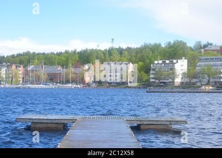 View of Lappeenranta city and Saimaa lake. Stock Photo